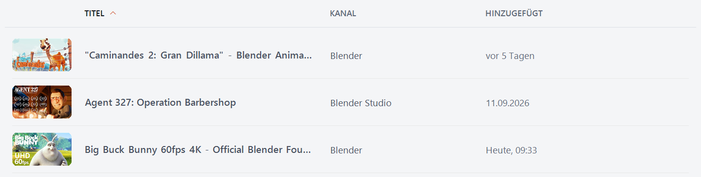 Liste im hellen Design